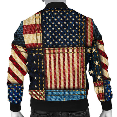 American flag Patchwork Design Men Bomber Jacket