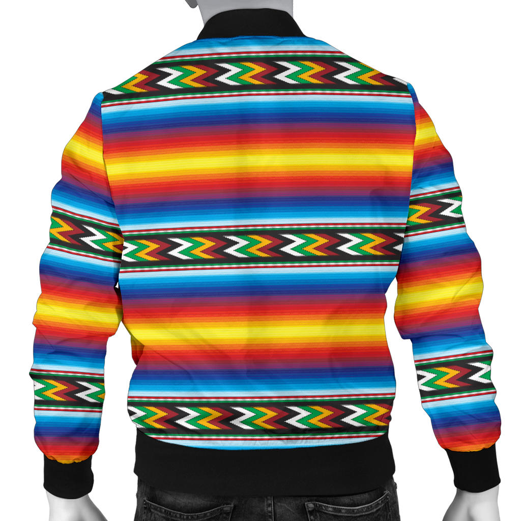 Mexican Blanket ZigZag Print Pattern Men Bomber Jacket