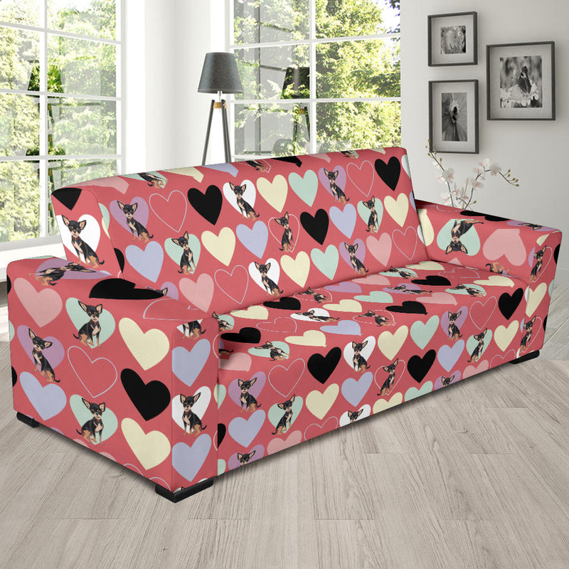 Chihuahua Pattern Print Design 01 Sofa Slipcover