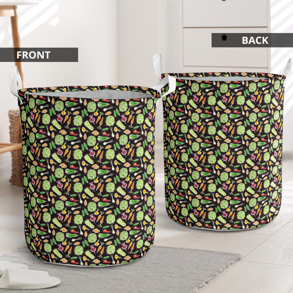 Vegan Draw Themed Design Print Laundry Basket