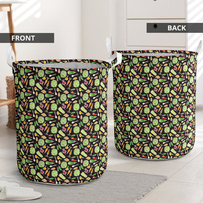 Vegan Draw Themed Design Print Laundry Basket