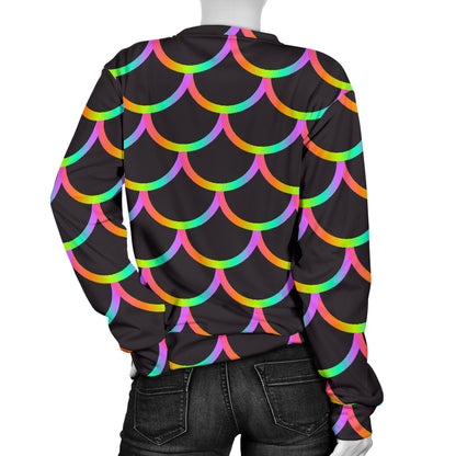 Mermaid Tail Rainbow Design Print Women Long Sleeve Sweatshirt