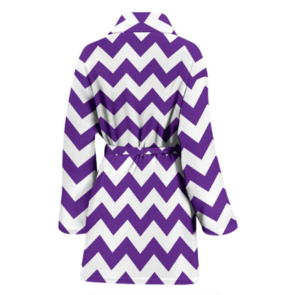 Chevron Purple Pattern Print Design 03 Women Bathrobe