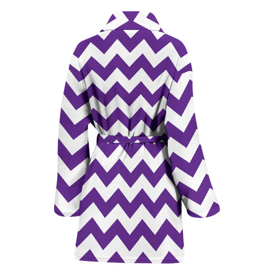 Chevron Purple Pattern Print Design 03 Women Bathrobe
