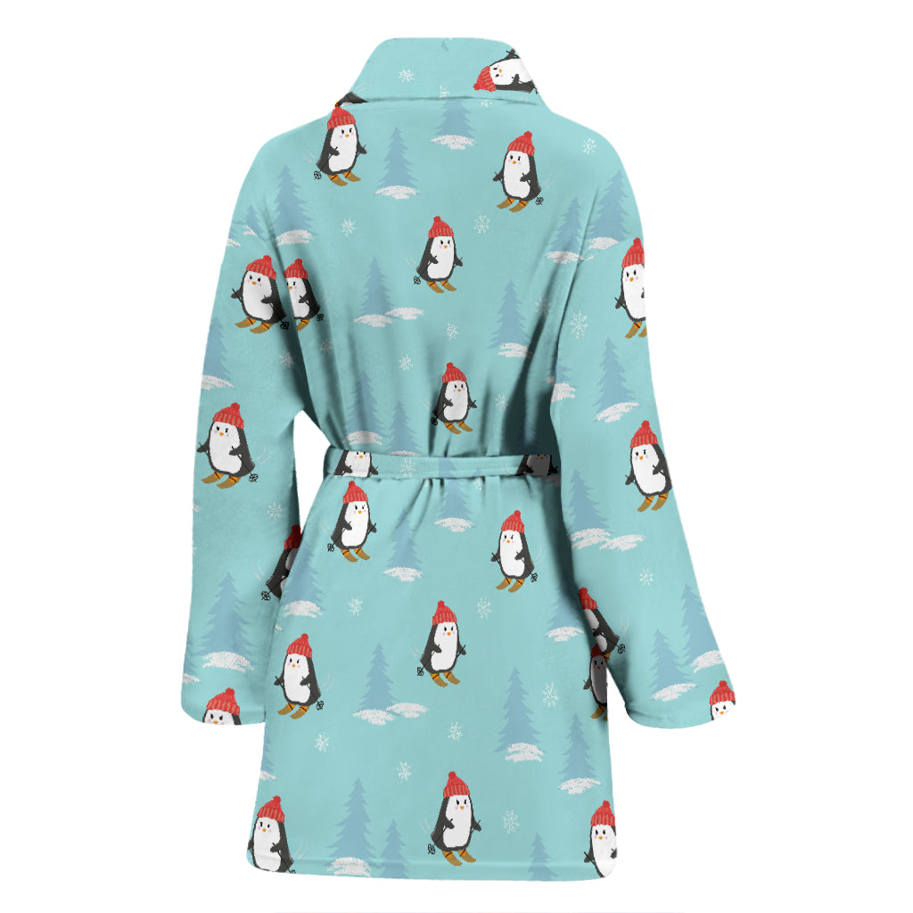 Ski Penguin Print Design LKS304 Women Bathrobe