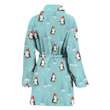 Ski Penguin Print Design LKS304 Women Bathrobe