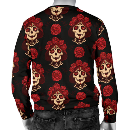 Day of the Dead Skull Girl Pattern Men Long Sleeve Sweatshirt
