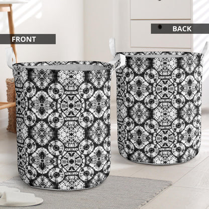 Tie Dye Black White Design Print Laundry Basket
