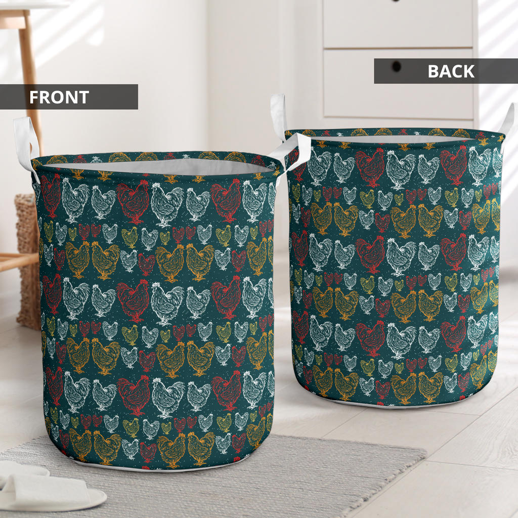 Rooster Hand Draw Design Laundry Basket