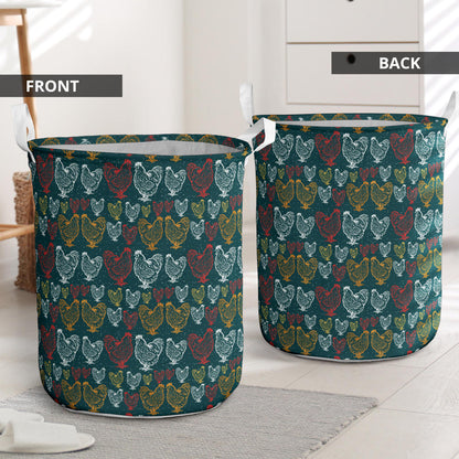 Rooster Hand Draw Design Laundry Basket