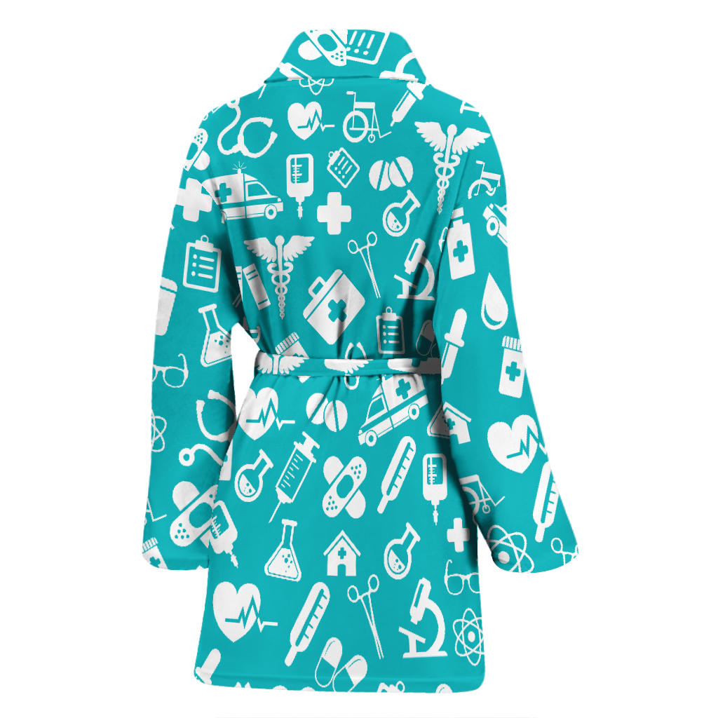 Medical Pattern Print Design 04 Women Bathrobe