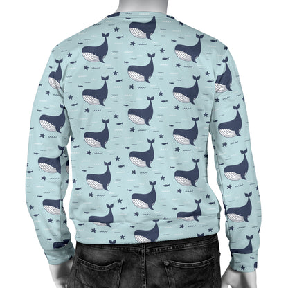 Whale Cute Design Themed Print Men Long Sleeve Sweatshirt