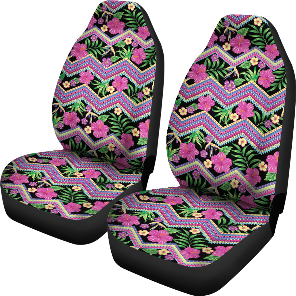 Hibiscus Pink Zigzag Line Pattern Design LKS307 Car Seat Covers