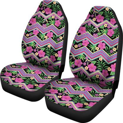Hibiscus Pink Zigzag Line Pattern Design LKS307 Car Seat Covers