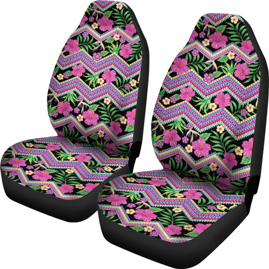 Hibiscus Pink Zigzag Line Pattern Design LKS307 Car Seat Covers