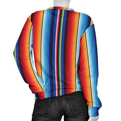 Mexican Blanket Stripe Print Pattern Women Long Sleeve Sweatshirt