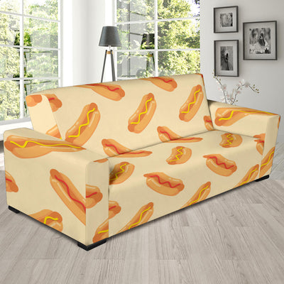 Hot Dog Pattern Print Design 05 Sofa Slipcover