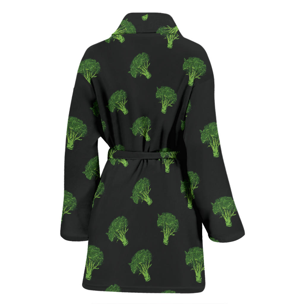 Broccoli Pattern Print Design 04 Women Bathrobe