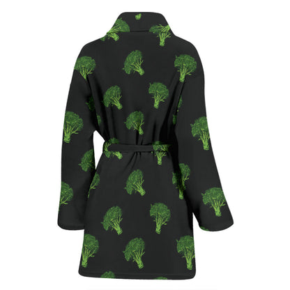 Broccoli Pattern Print Design 04 Women Bathrobe