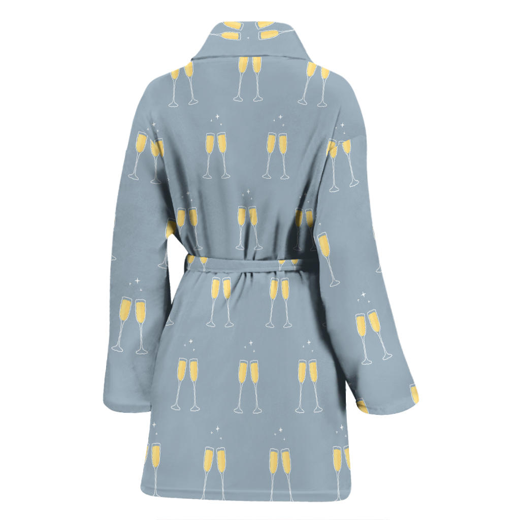 Champagne Pattern Print Design 03 Women Bathrobe