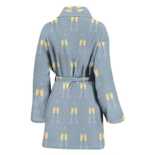 Champagne Pattern Print Design 03 Women Bathrobe