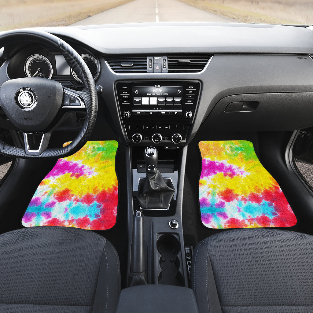 Tie Dye Rainbow Themed Print Car Floor Mats Front Back