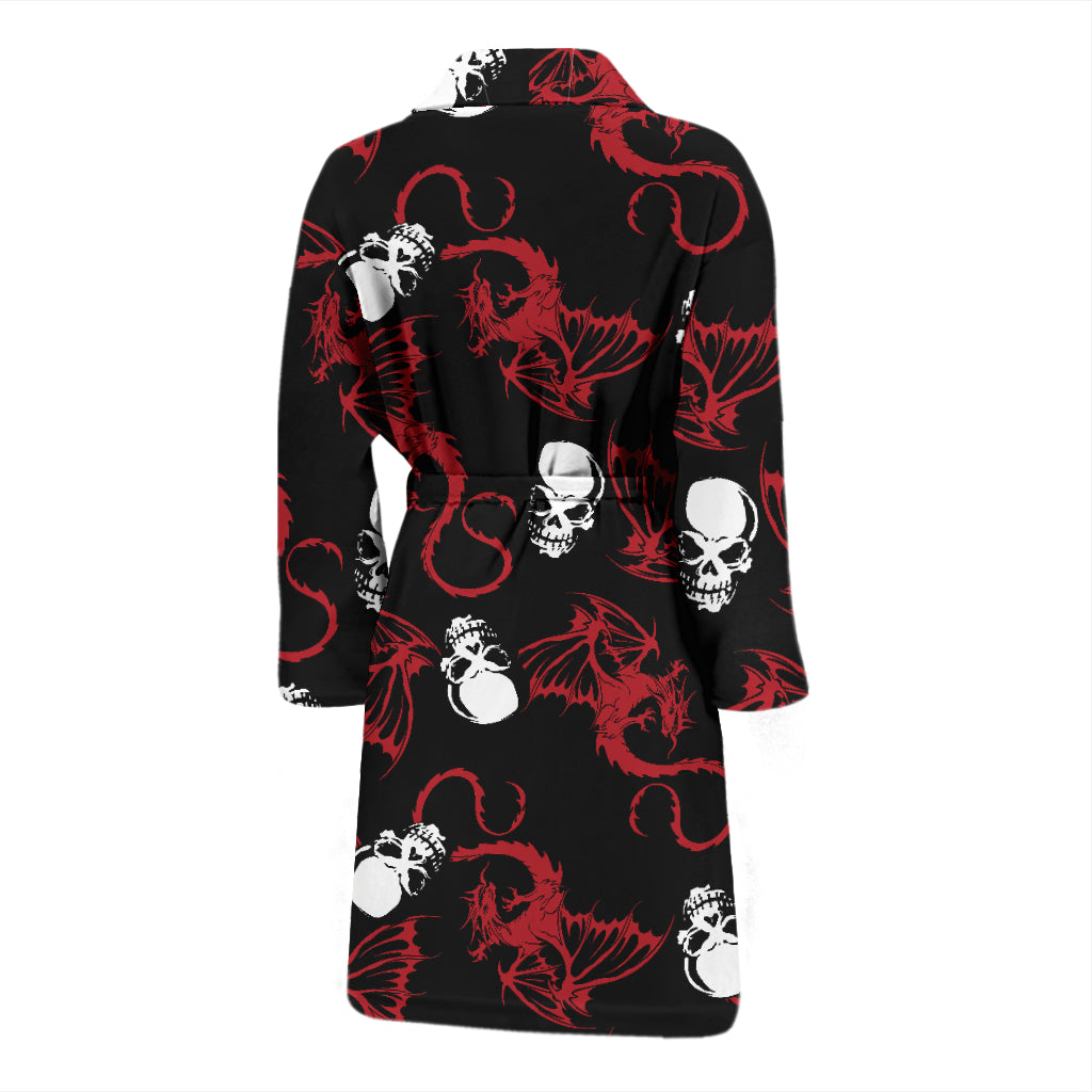 Skull With Red Dragon Print Design LKS304 Men Bathrobe