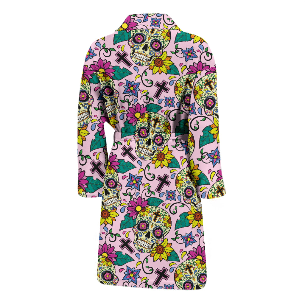 Sugar Skull Print Design LKS307 Men Bathrobe