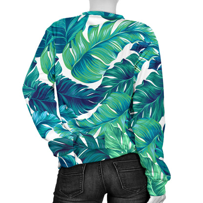 Brightness Tropical Palm Leaves Women Long Sleeve Sweatshirt