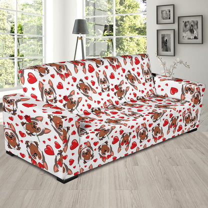 Silky Terriers Heart Print Design LKS302 Sofa Slipcover