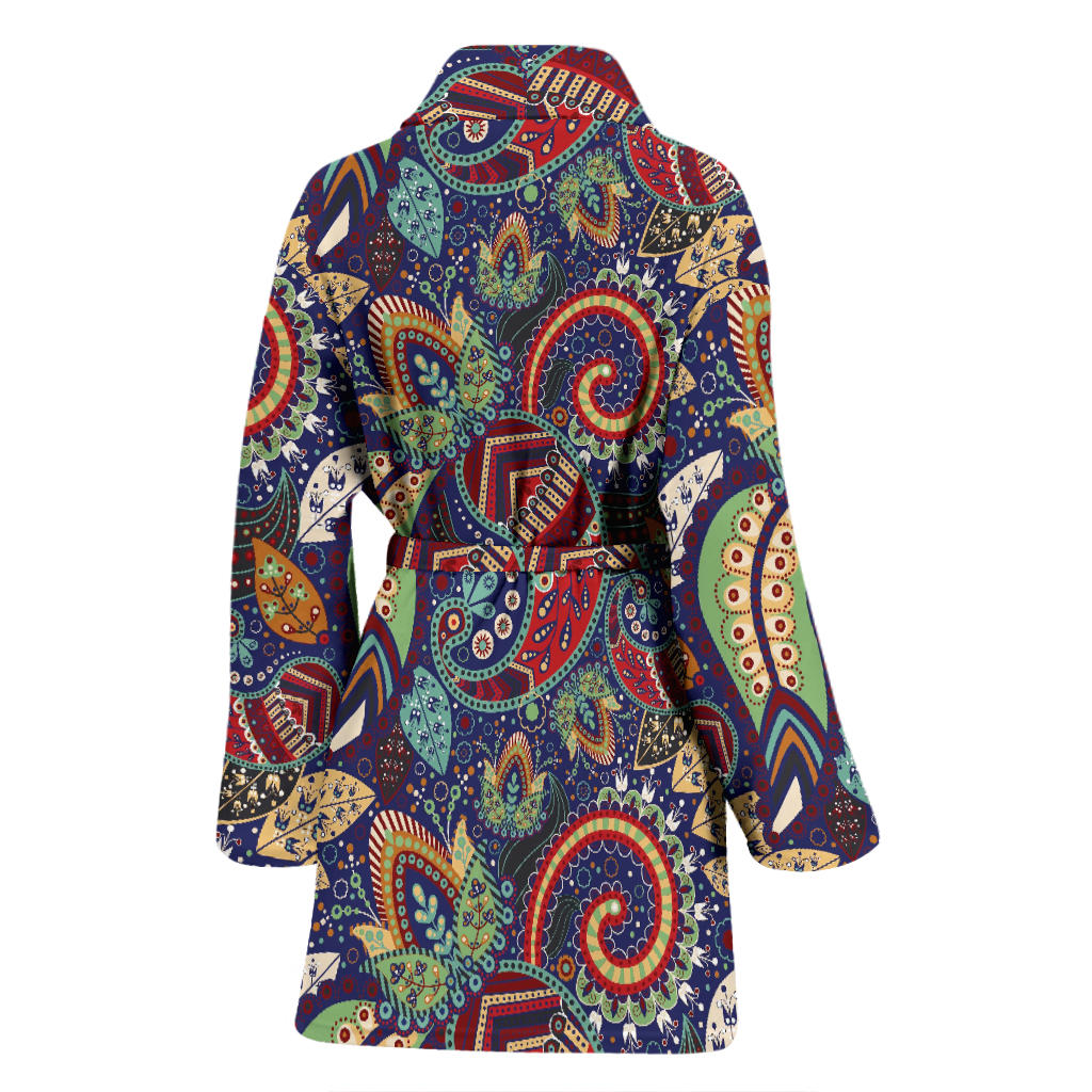 Paisley Boho Pattern Print Design A03 Women Bathrobe