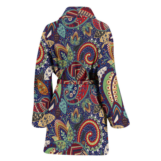 Paisley Boho Pattern Print Design A03 Women Bathrobe