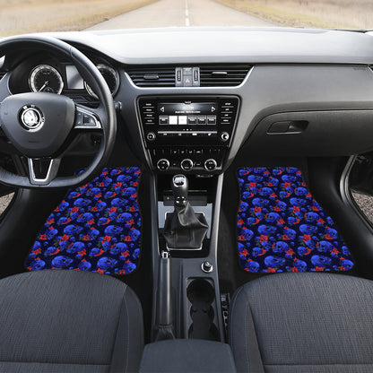 Skull Roses Neon Design Themed Print Car Floor Mats Front Back