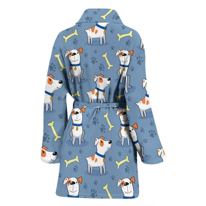 Bull Terriers Pattern Print Design 04 Women Bathrobe