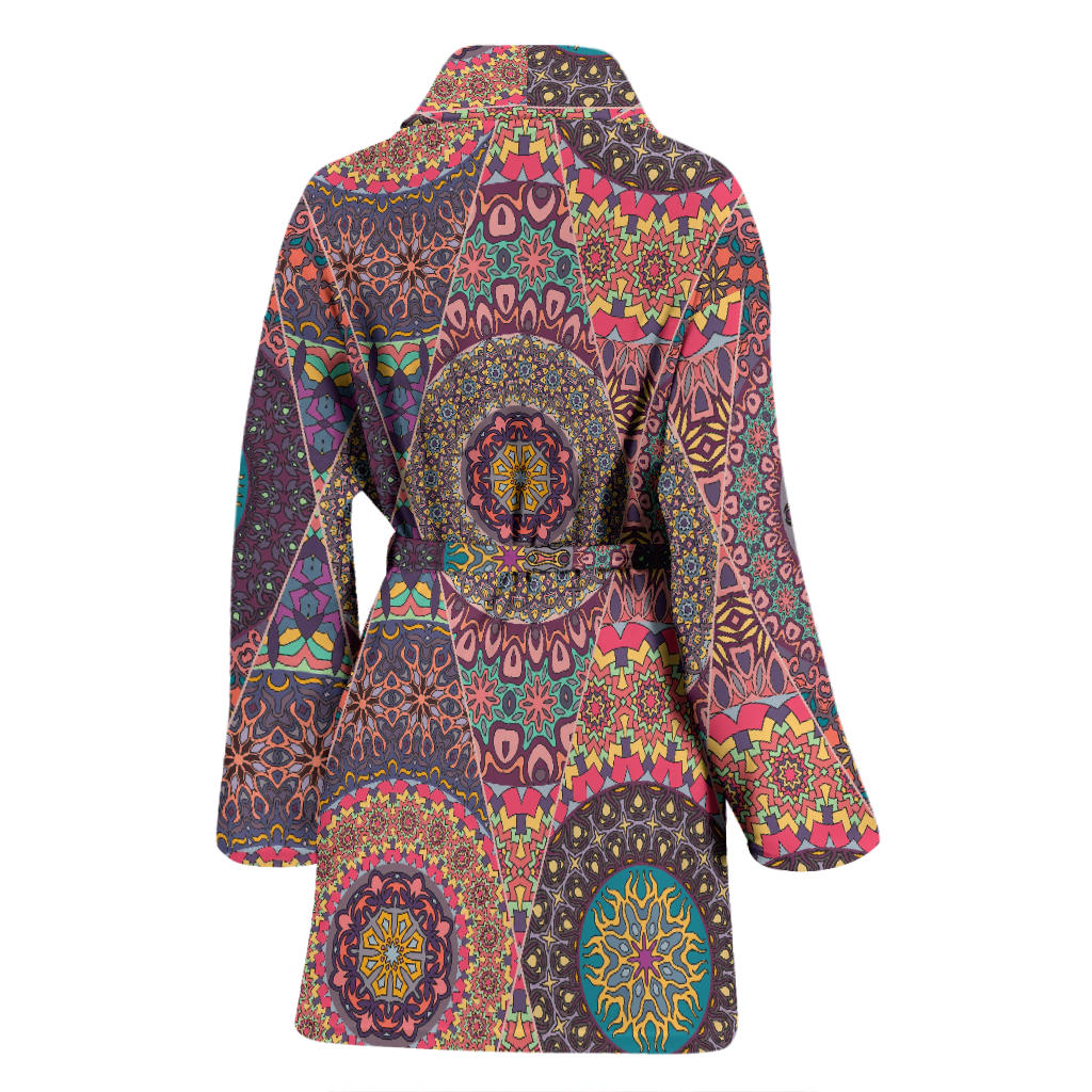 Bohemian Pattern Print Design 07 Women Bathrobe