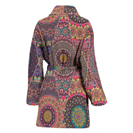 Bohemian Pattern Print Design 07 Women Bathrobe