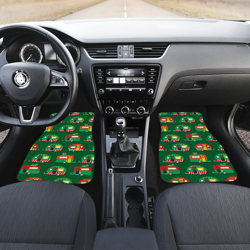 Camper Camping Christmas Themed Print Car Floor Mats Front Back