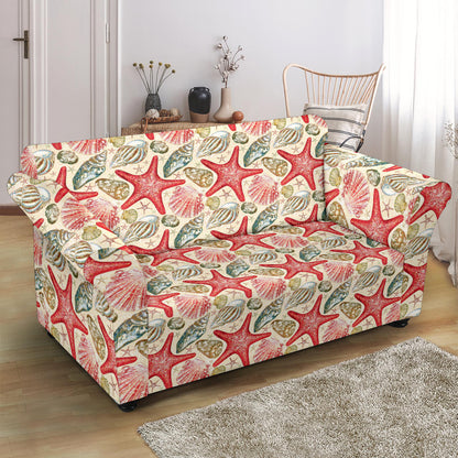 Seashell Print Design LKS301 Loveseat Couch Slipcover