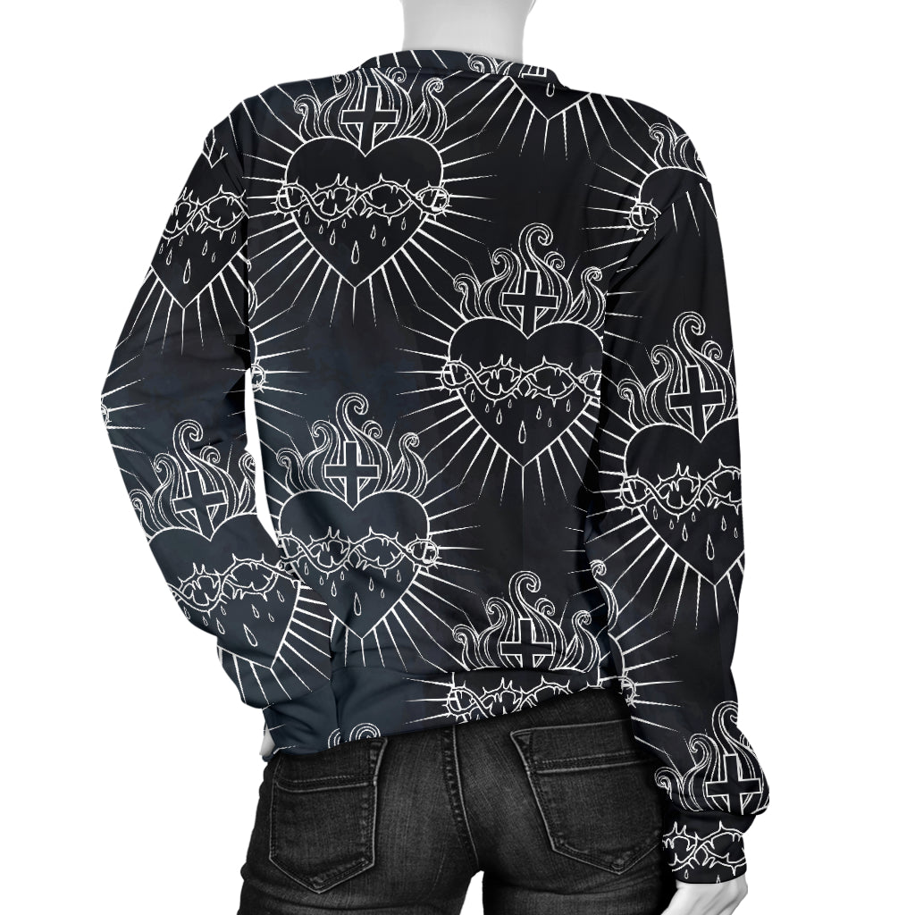 Christian Heart Tattoo Style Women Long Sleeve Sweatshirt