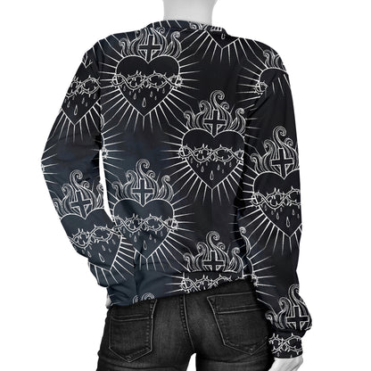 Christian Heart Tattoo Style Women Long Sleeve Sweatshirt