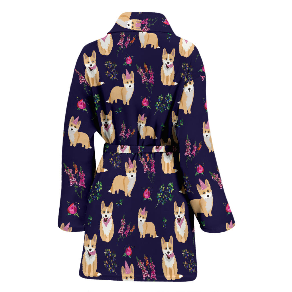 Pembroke Welsh Corgis Pattern Print Design A06 Women Bathrobe