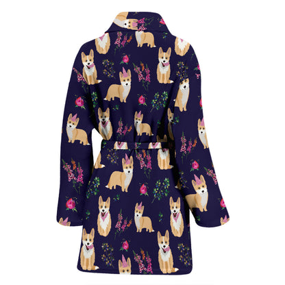 Pembroke Welsh Corgis Pattern Print Design A06 Women Bathrobe