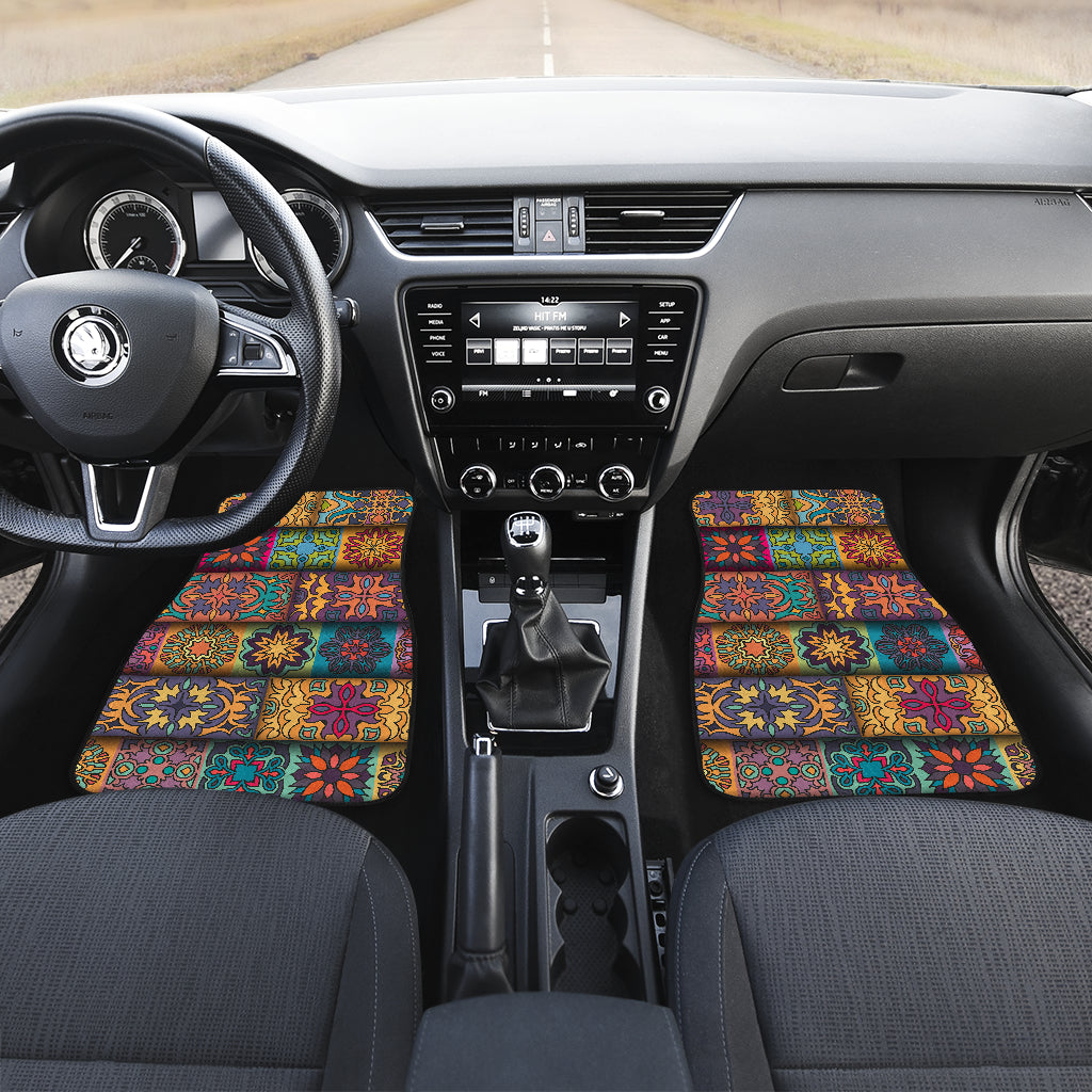 Mandala Style Design Print Car Floor Mats Front Back