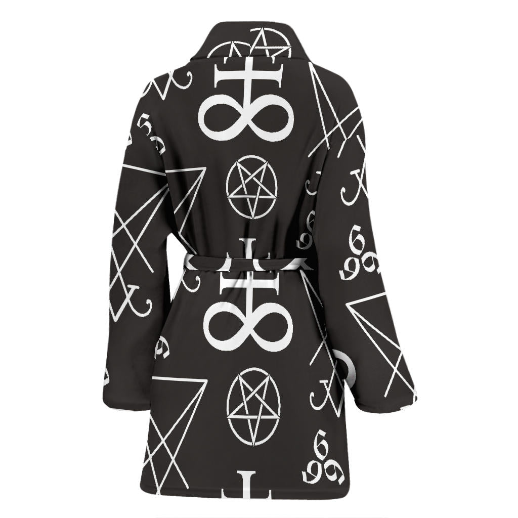 Pentagram Pattern Print Design A04 Women Bathrobe