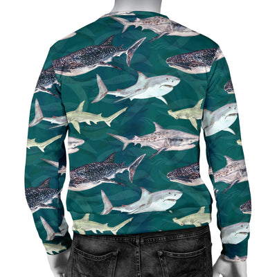 Shark Style Print Men Long Sleeve Sweatshirt