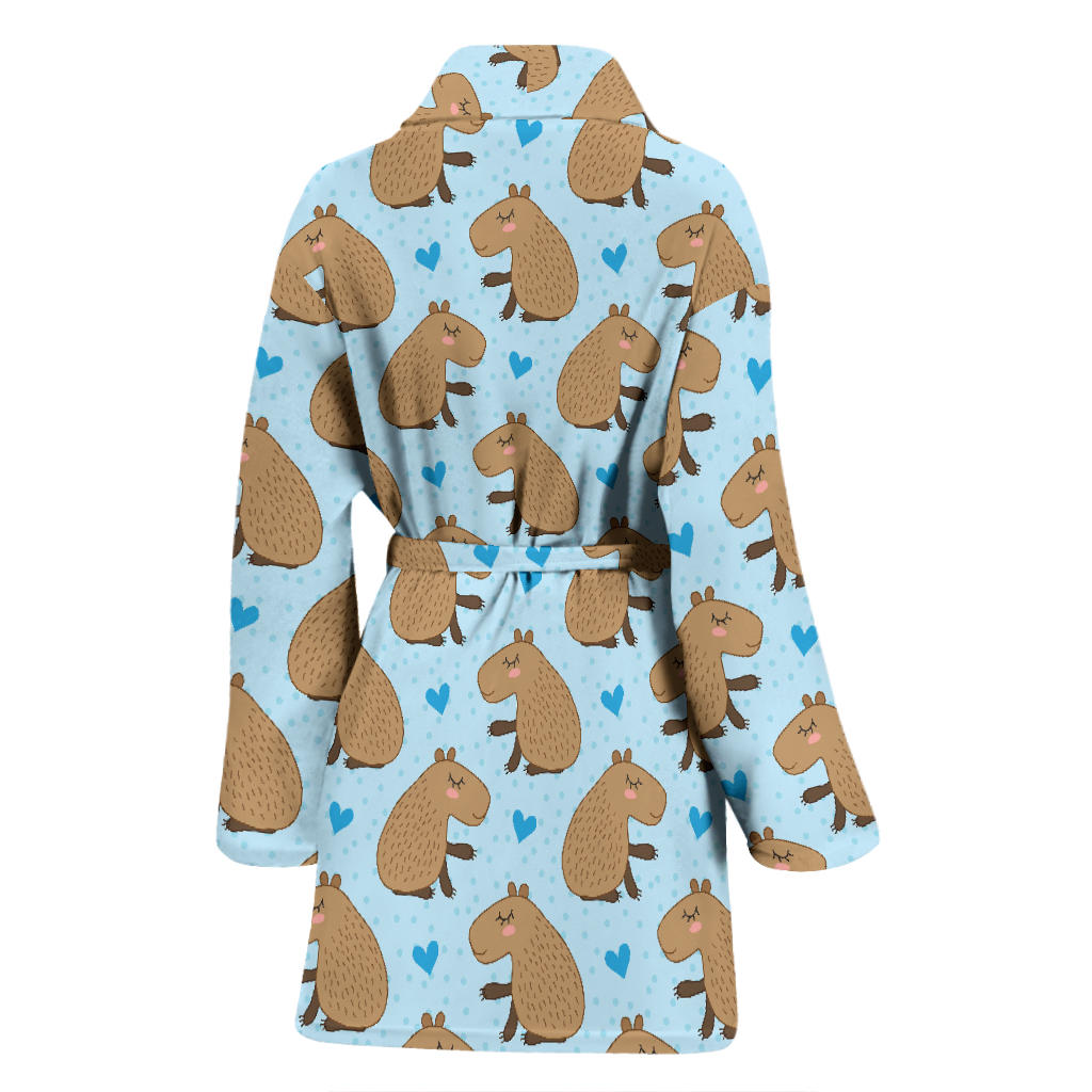 Capybara Pattern Print Design 01 Women Bathrobe