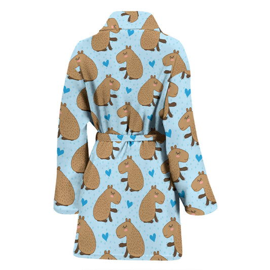 Capybara Pattern Print Design 01 Women Bathrobe