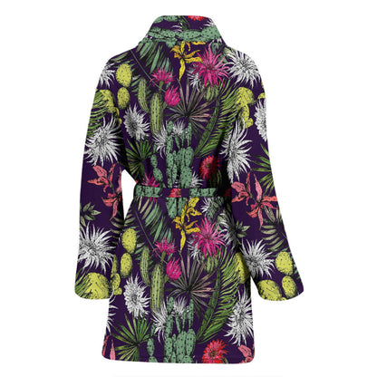 Cactus Pattern Print Design 08 Women Bathrobe