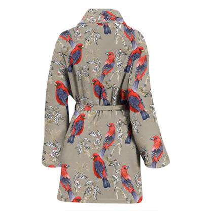 Birds Pattern Print Design 05 Women Bathrobe