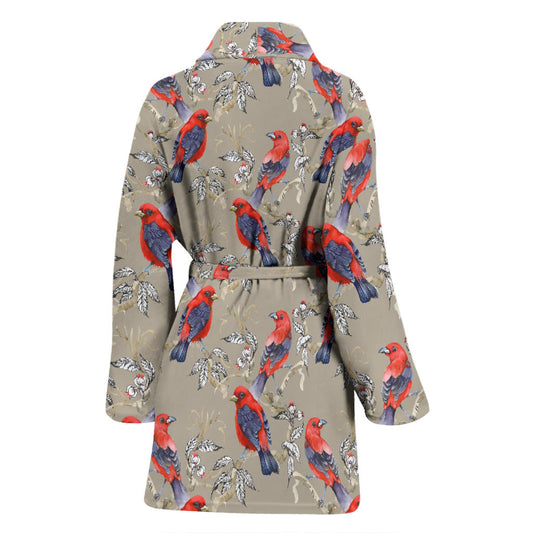 Birds Pattern Print Design 05 Women Bathrobe